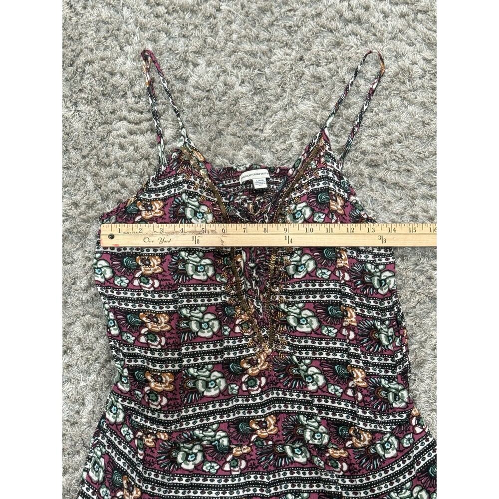 American Eagle Women’s Boho Floral Viscose Romper Hippie Festival Summer Size L - Picture 13 of 16